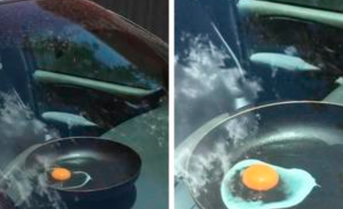 Hombre cocina un huevo dentro de su auto se vuelve viral
